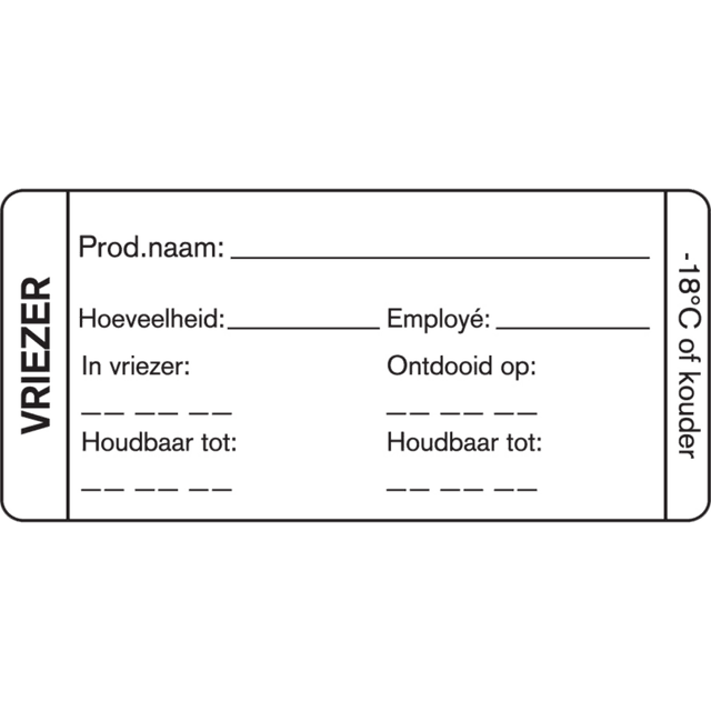 Dagstickers vriezer 35x75mm wit diepvriesbelijm (Rol 500 stuks)
