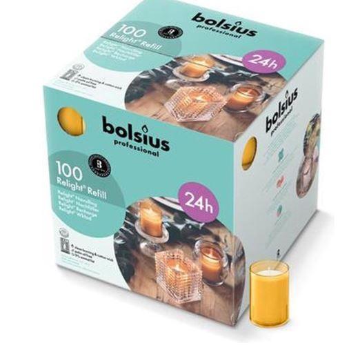 Bolsius Relight Refill kaarsen 24uur Amber (Doos 100 stuks)