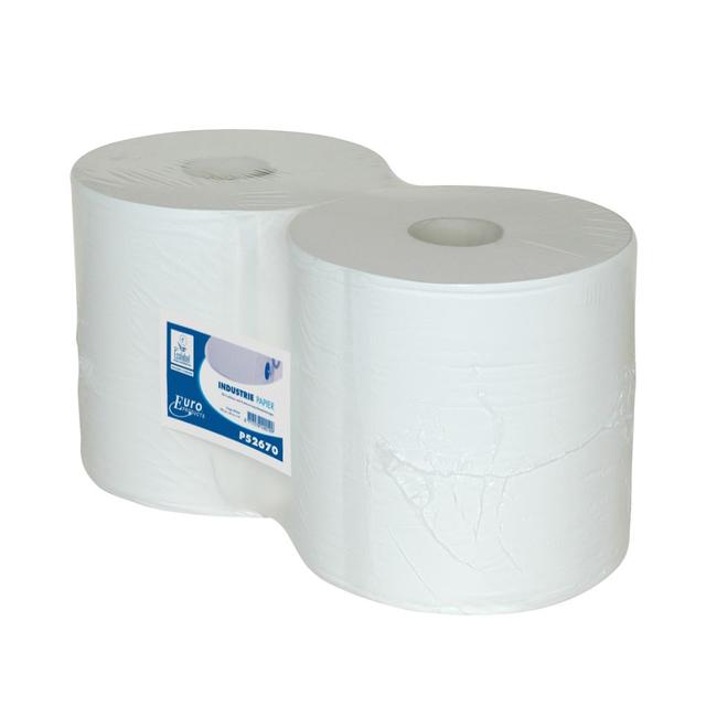 Industrierol cellulose 1-laags Wit 700 meter x 26 cm (Pak 2 rol)