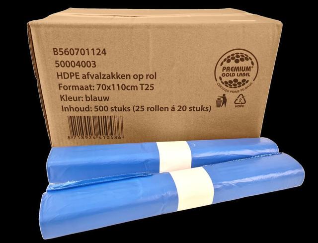 Afvalzak 70x110cm - 120Liter T25 Blauw 20st