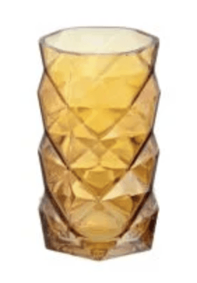 Theelichthouder geometrisch cognac 9x9x15cm 6 stuks