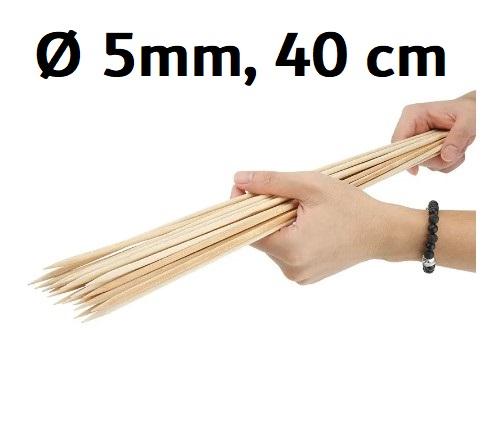 Bamboe prikker/ Satéprikker bamboo Ø 5mm, 40 cm, zak 500 stuks
