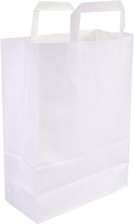 Papieren draagtas 260x120x350mm Wit (Doos 250 stuks)