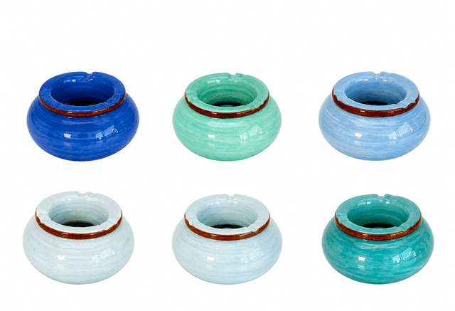 Asbak industrieel dolomite 13,5x07cm 6 stuks assort Blue