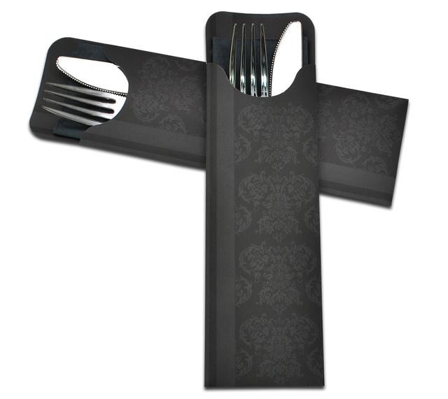 Bestekzakje / pochetto naptidi large baroque servet antraciet 600 stuks.