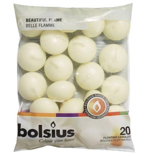 Bolsius Drijfkaarsen 4,5x19x22cm Ivoor (Zak 20 stuks)