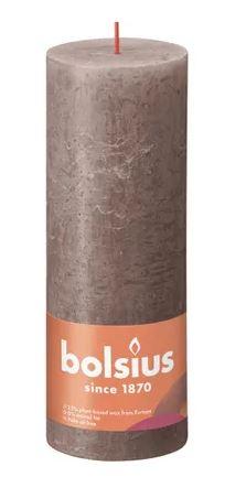 Stompkaarsen rustiek 190/68 Taupe (Doos 6 stuks)