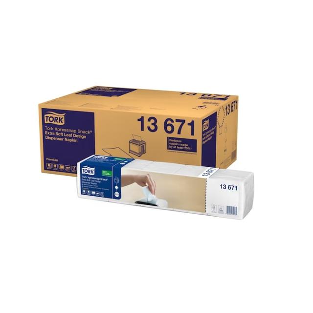 Tork Xpressnap Dispenserservet 21,3x21,6cm 2-laags 1/4-vouw Wit N10 13671 (Pak 5x100 stuks) 
