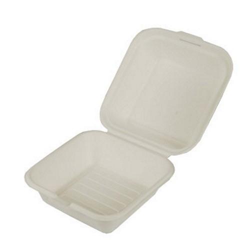 Hamburgerbakken, Suikerriet, 15x14x8, Wit, 5x25 stuks