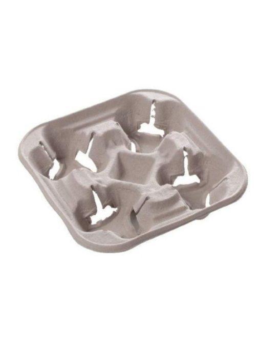 Draagtray pulp biologisch 4 bekers (Pak 220 stuks)
