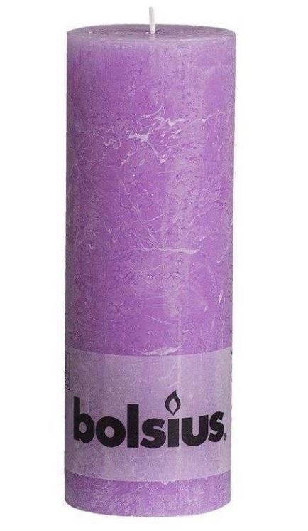 Stompkaarsen rustiek 190/68 Lila (Doos 6 stuks)