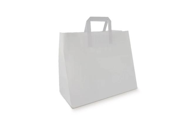 Papieren draagtas blanco 320x170x250mm Gkr Wit (Doos 250 stuks)