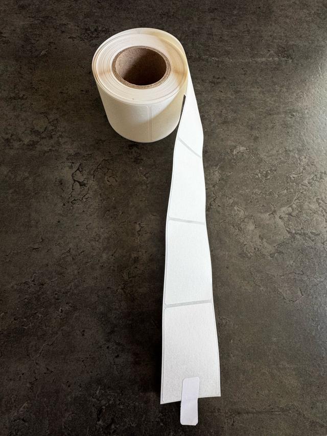 Wateroplosbaar etiket 40x60mm Wit (Rol  250 etiketten)