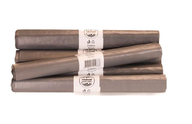 Afvalzak 61x80cm T23 Grijs (Rol 20 zakken)