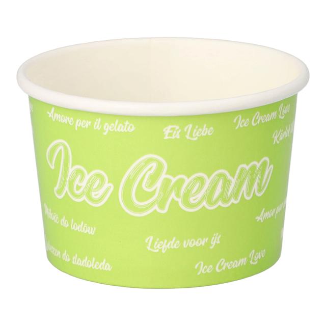 Ijsbekers karton rond Groen Ice Love 150ml Ø 9,2cm x 4,8cm 1000 stuks