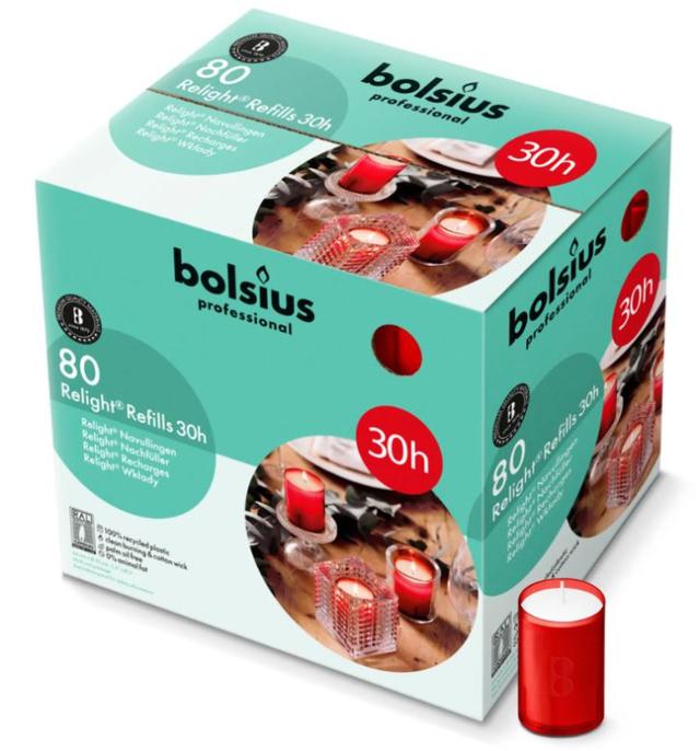 Bolsius Relight Refill Kaarsen 24uur Rood (Doos 100 stuks)