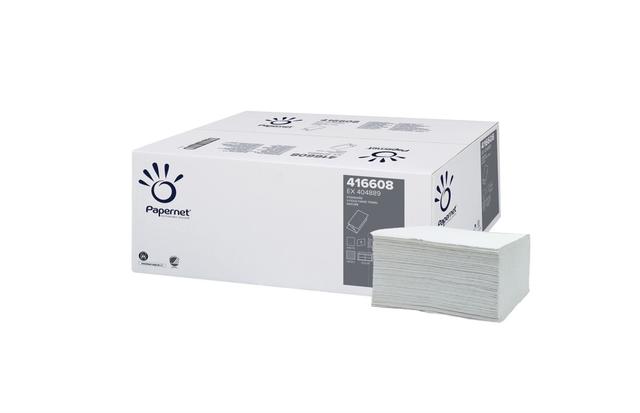 Papernet Standard Handdoeken V-vouw Naturel 1-laags (Doos 20 pakken a 250 vel) 