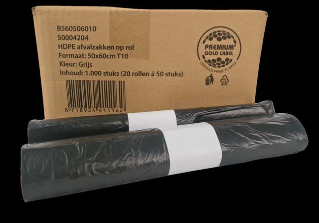 Afvalzak 50x60cm Wit 12my (rol  50 stks)