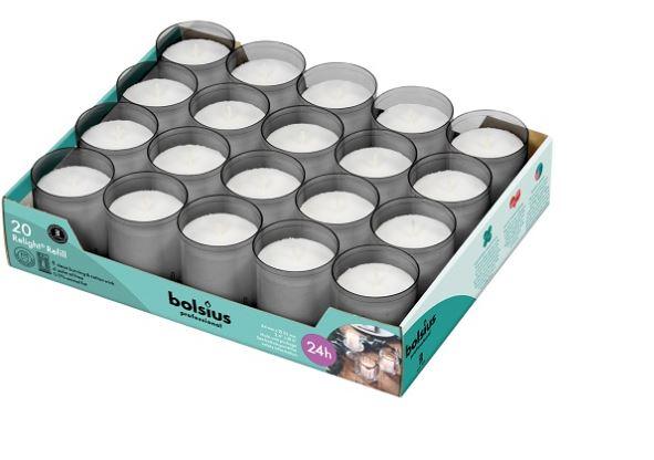 Bolsius Relight Refill Kaarsen 24uur Grijs (tray 20 stuks)