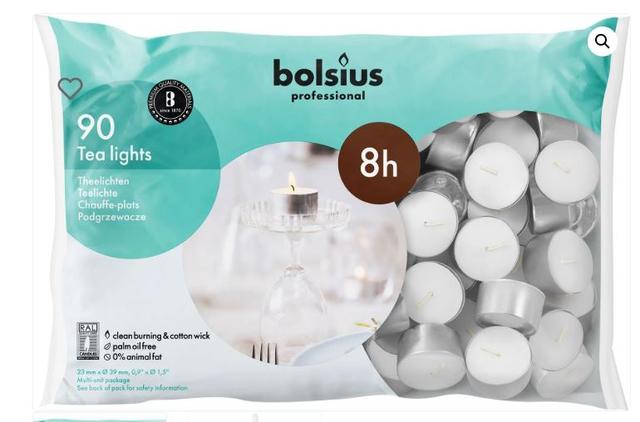 Bolsius Professional Theelichten 8 branduren (Zak  90 Stuks)
