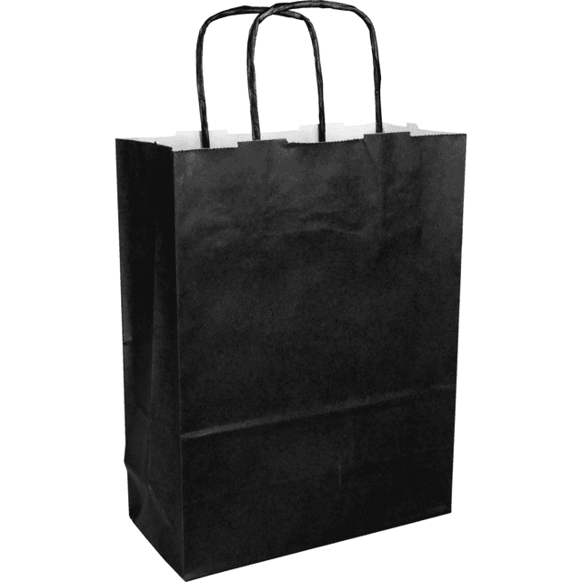 Papieren draagtas Zwart met koord handvat 180 x 80 x 220mm (100 stuks)