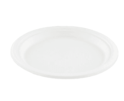 Bord suikerriet 23cm 1v wit PFAS-vrij (Doos à 10 x 50 stuks)