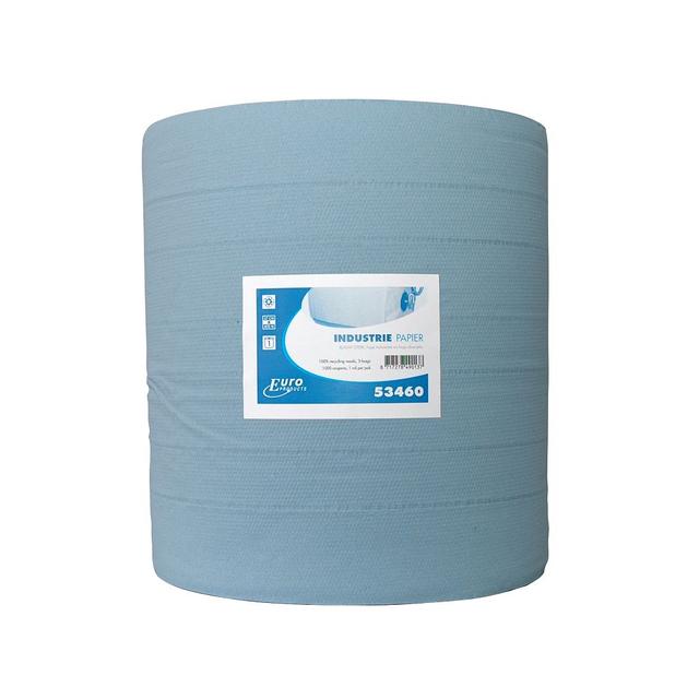 Industriepapier Blauw Recycled 3-laags 37cm x 400meter (Pak 1 rol)