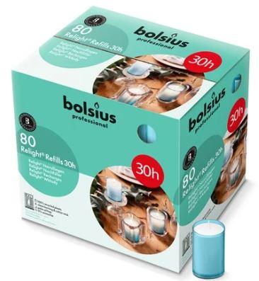 Bolsius Relight Refill Kaarsen PLUS 30 uur Aqua (Doos à 80 stuks)