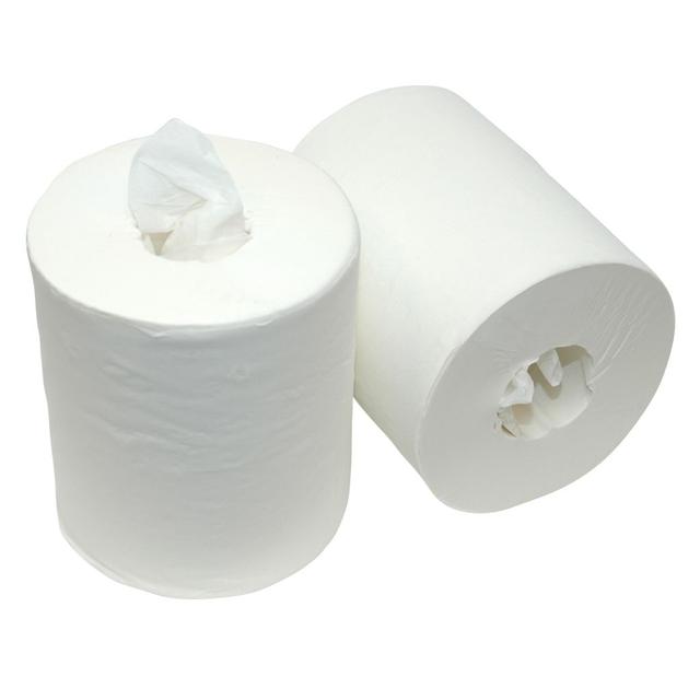 Poetsrol midi 1-laags Wit cellulose zonder koker 280 meter (Doos 6 rol)