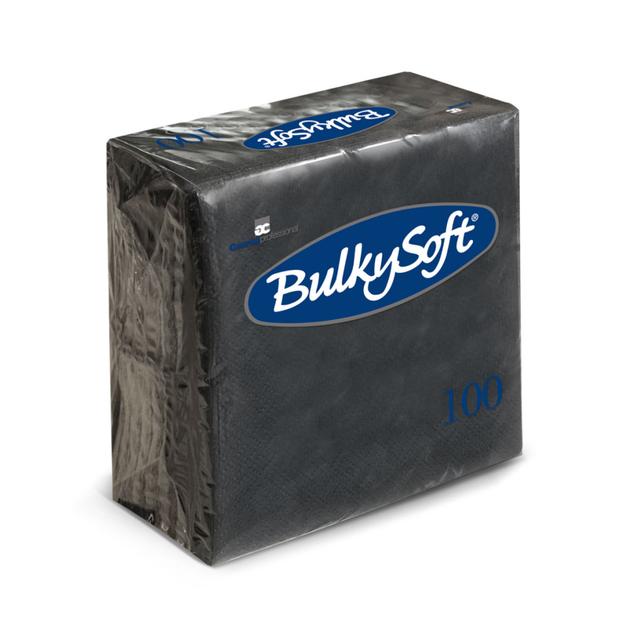 BulkySoft Servetten zwart 24x24cm 2-laags 1/4vouw (Pak 100 stuks)
