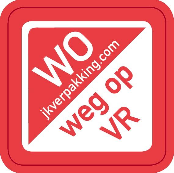 Dagstickers Woensdag weg op VR 19x19mm Rood ( Rol 1000 stuks )