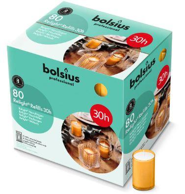 Bolsius Relight Refill Kaarsen PLUS 30 uur Amber (Doos à 80 stuks)