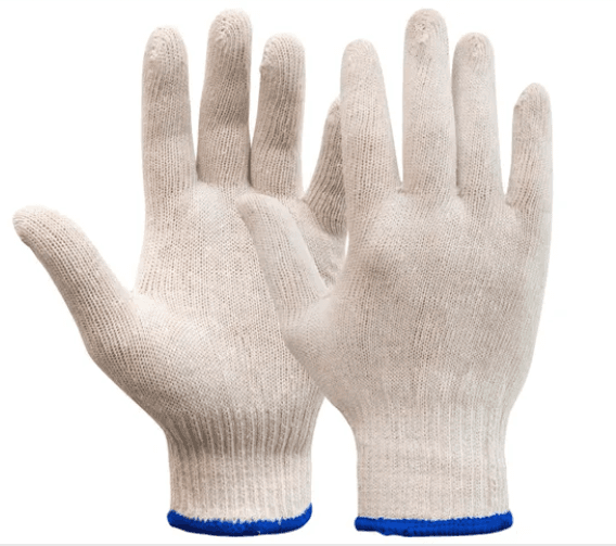 Handschoen rondgebreid OSFM wit/blauw (25 x 12 paar)