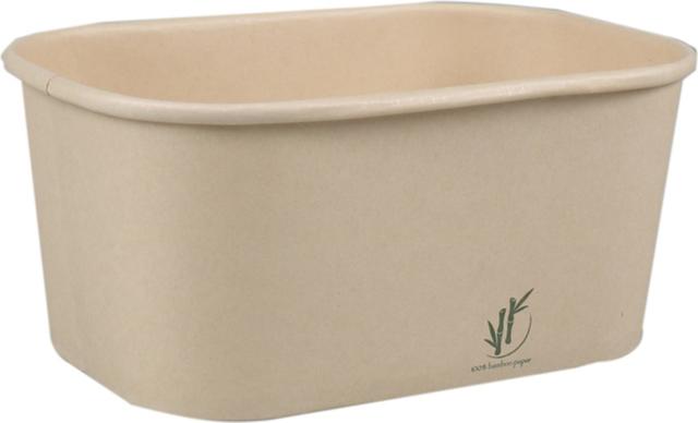 Bamboe Papier Kilobak rechthoek 150x100x78mm 1000ml (krimp à 25 stuks)