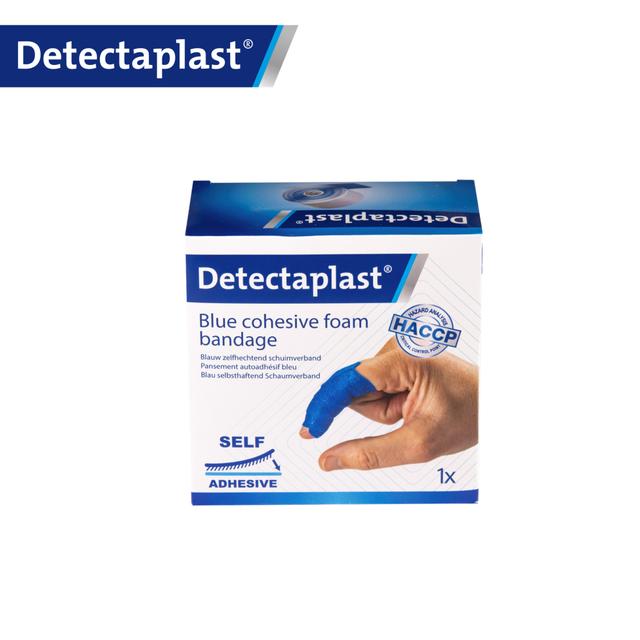 Detectaplast foam verband Blauw 6 cm breed x 4,5 meter lang