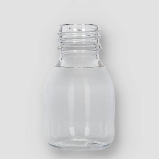 Fles Gerecycled PET met dop 60ml transparant (Tray à 36 stuks)
