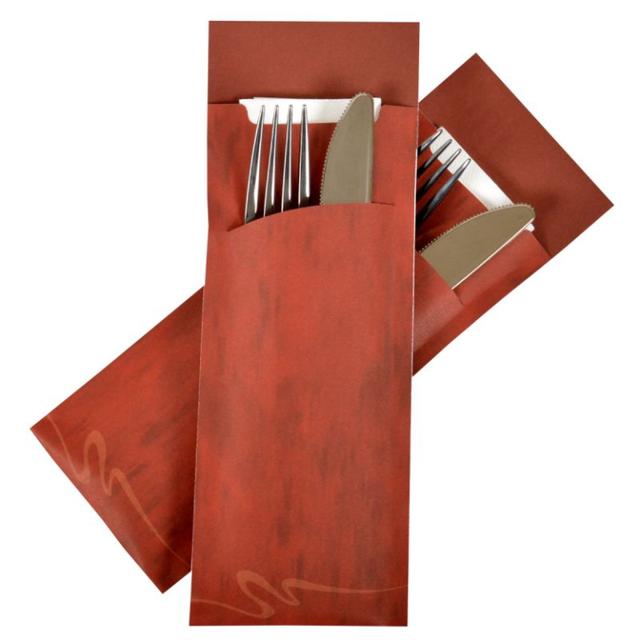 Bestekzak POCH-LAR-005 Bordeauxrood met airlaid servet ( 325 stuks )