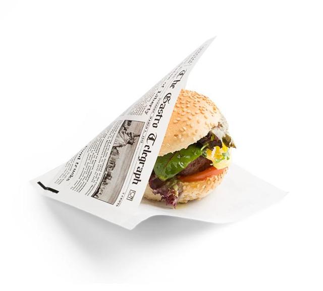 Vetdicht papieren zakje News Paper 2 open zijdes 130x150mm (Pak 300 stuks)